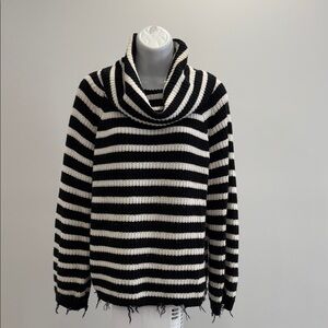 Sanctuary Black and White Striped Cowl Neck Sweater